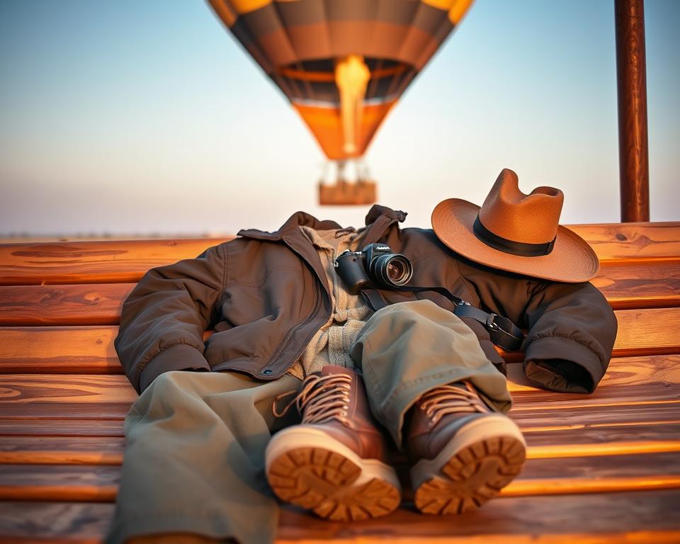 Vorbereitung für Ballonfahrt Bekleidung